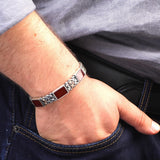 Handmade Carnelian Gemstone Bracelet – Gothic Vintage Sterling Silver Bracelet for Men — image 3