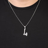 Sterling Silver Axe & Bird Necklace – Gothic Polished Pendant — image 3