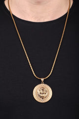 Lion Figure Stainless Steel Curb Chain Boxed Gold Necklace For Men — image 3