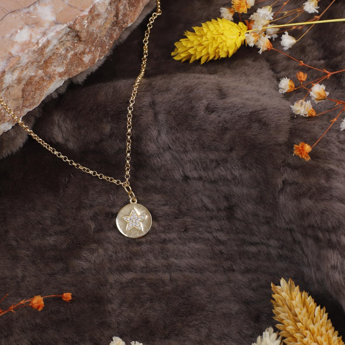 Sterling Silver Star Necklace with Zircon Stone for Women - Cute Star Necklace with Zircon Stone in Gold Plated Jewelry - Birthday Gifts for Women