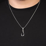 Sterling Silver Fishing Needle Necklace – Polished Hook Pendant – Biker Mens Necklace with Silver Chain & Silver Cleaning Cloth Gift — image 3