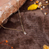 Baguette Necklace with Zircon Stone in Gold Plated Sterling Silver - Cute and Aesthetic Necklace - Gold Plated Sterling Silver for Women - Birthday Gifts for Women — image 2