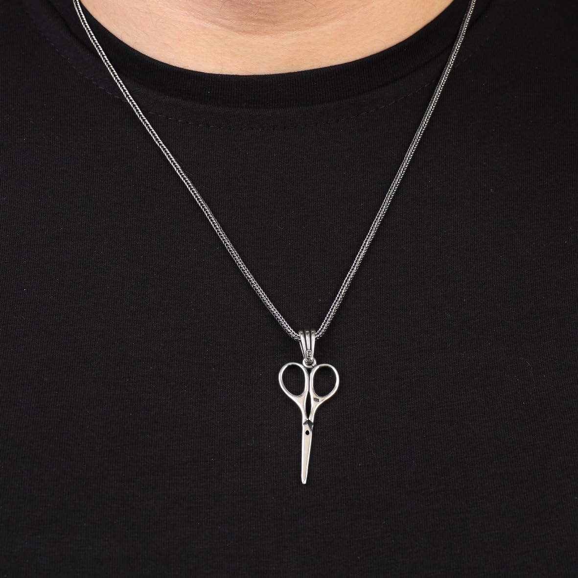 Sterling Silver Barber Necklace – Mens Pendant on Silver Chain