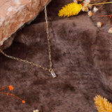 Sterling Silver Necklace with Zircon Stone for Women - Gold Plated Sterling Silver Necklace with Zircon Stone Charm - Birthday Gifts for Women — image 2