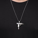Mens Silver Chain Necklace with Uzi Gun Pendant - Stylish Sterling Silver Gun Necklace for Men - Birthday Gifts — image 3