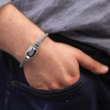 Handmade Gothic Onyx Bracelet – Vintage Sterling Silver Mens Chain Bracelet — image 3