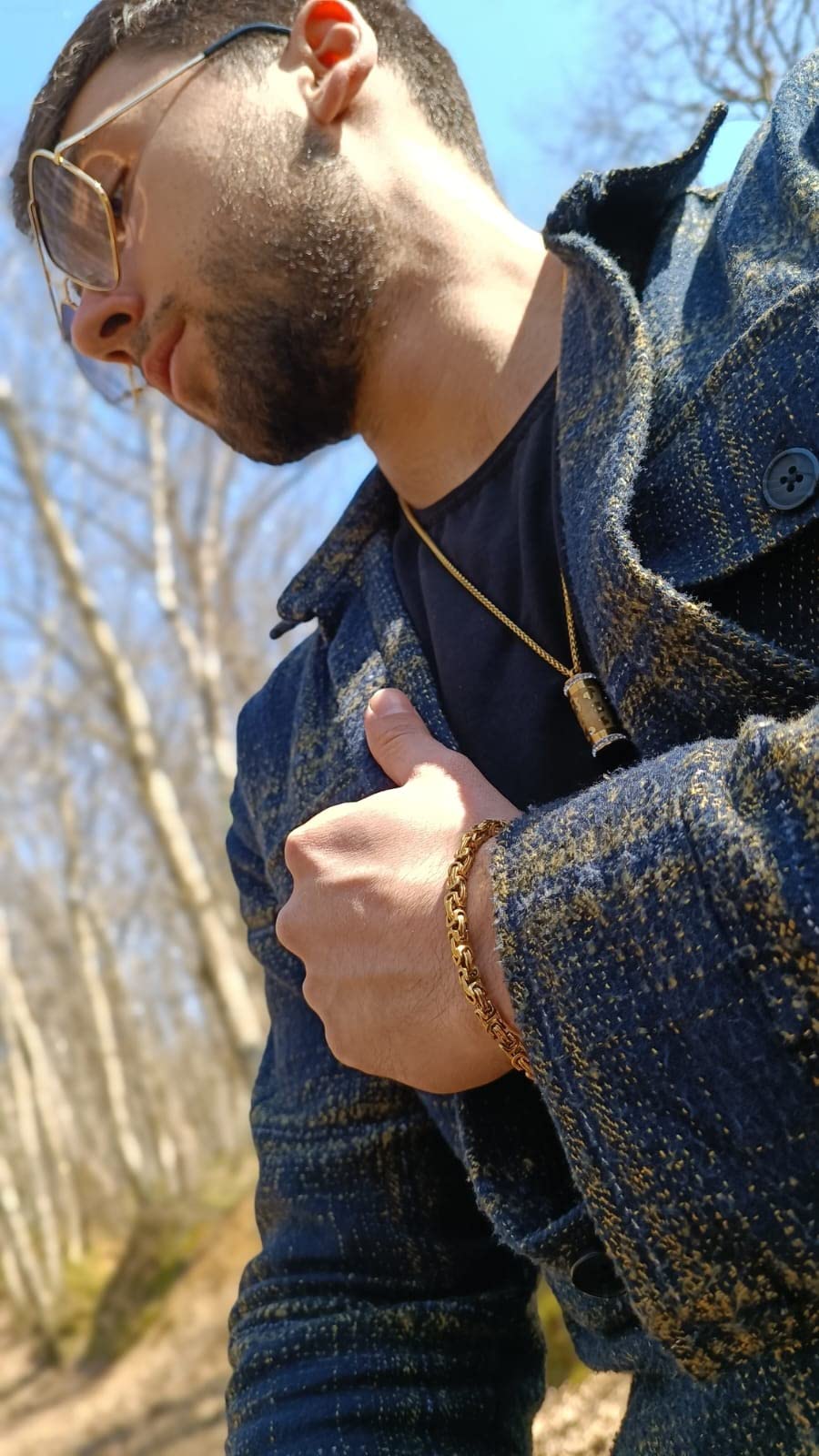 Gold Plated Hand Bracelet Men's Accessories Jewelry