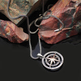 Sterling Silver Compass Necklace – Gothic Polished Mens Pendant – Biker Necklace with Silver Chain – Unique Mens Necklace — image 2