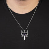 Dragon Necklace with Sapphire & Sword Pendant – Sterling Silver Gothic Biker Mens Necklace with Silver Chain - Silver Cleaning Cloth Gift — image 3