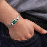 Handmade Emerald Bracelet for Men – Vintage Gothic Chain Bracelet in Sterling Silver — image 3