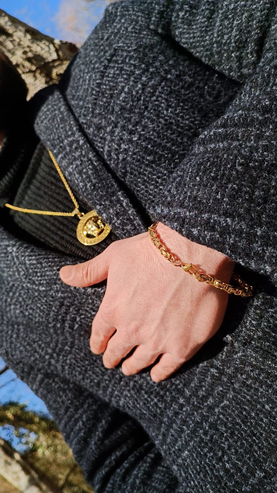 Gold Plated Hand Bracelet Men's Accessories Jewelry