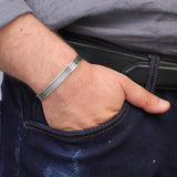Hand-Engraved Thick Silver Band Bracelet for Men – Handmade Sterling Silver Cuff — image 3