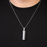 Sterling Silver Pill Box Pendant Necklace – Polished Prayer Box Locket Pendant – Oil Pendant Necklace for Men – Silver Chain Mens Pendant — image 3