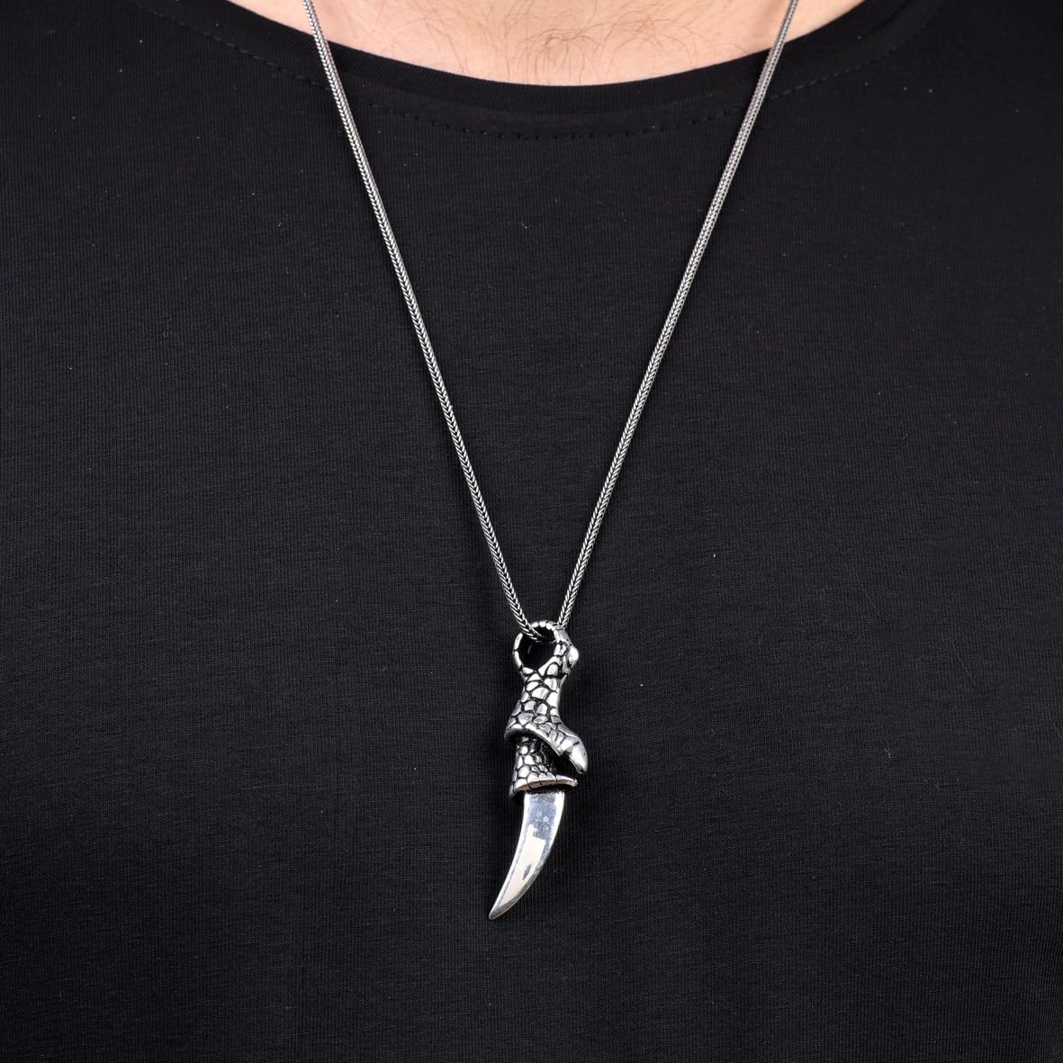 Men's Sterling Silver Knife Necklace with Silver Chain - Stylish Knife Pendant Necklace for Men - Birthday Gifts