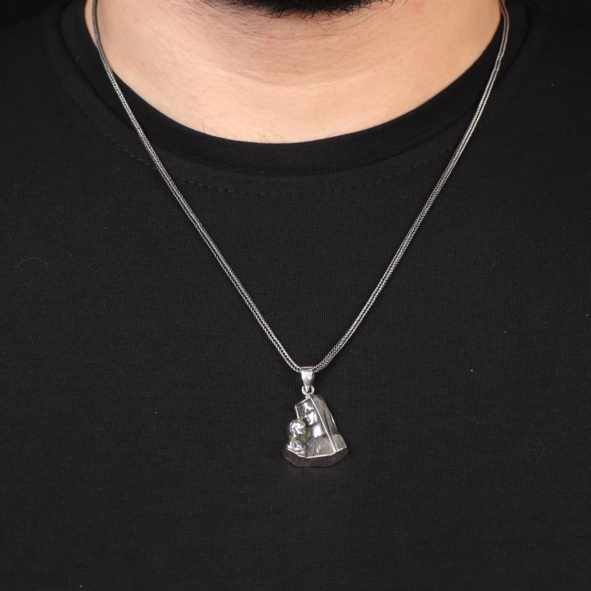 Gothic Virgin Mary Necklace for Men