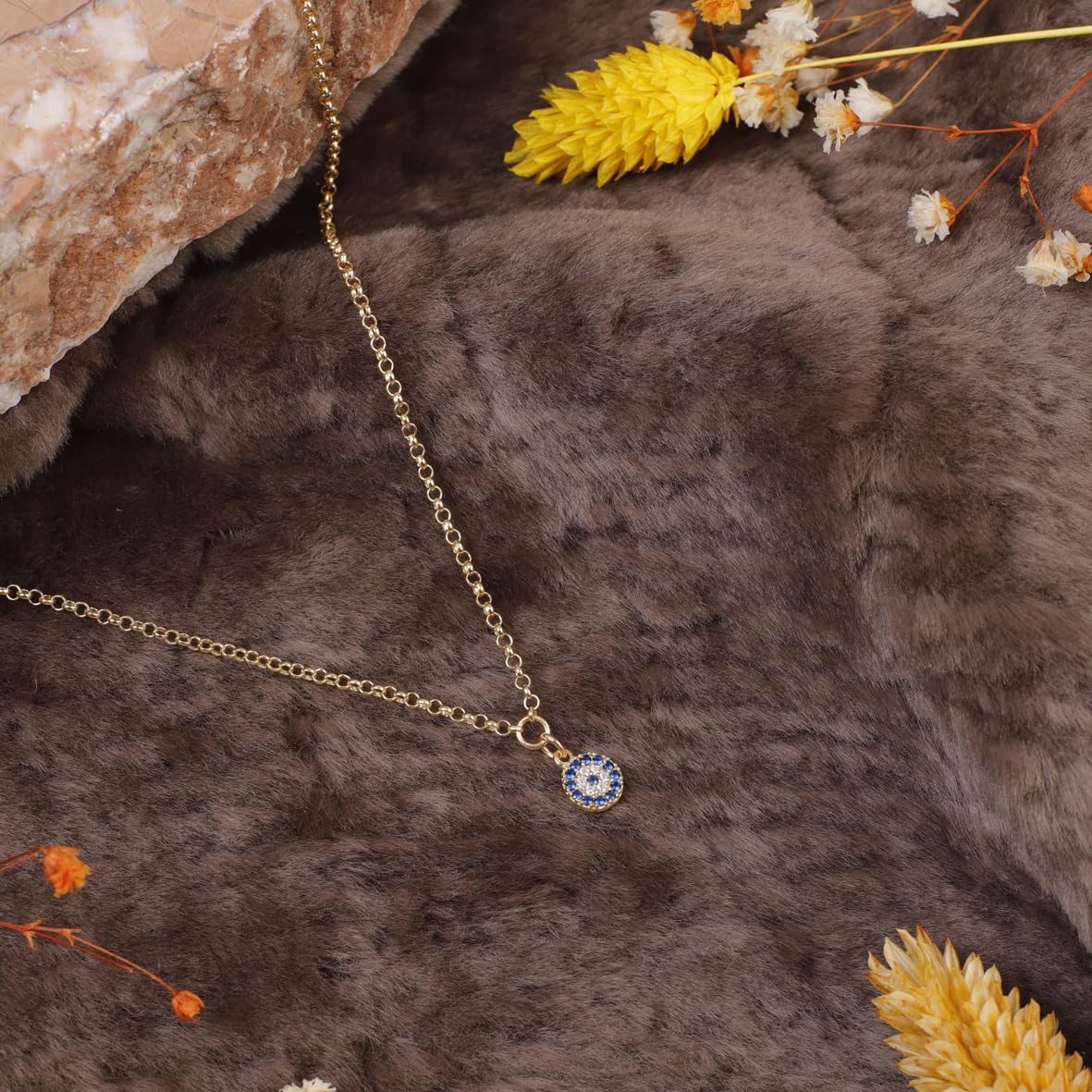 Sterling Silver Evil Eye Necklace for Women - Aesthetic Evil Eye Jewelry for Women - Gold Plated Silver Evil Eye Necklace - Birthday Gifts for Women