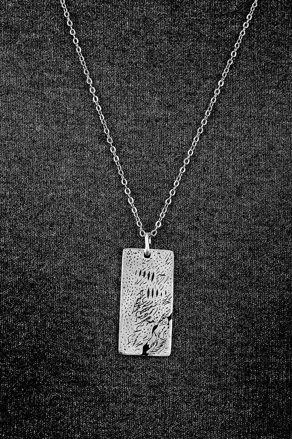 Men's Silver Plated Rustic Curb Chain Box Chain Necklace