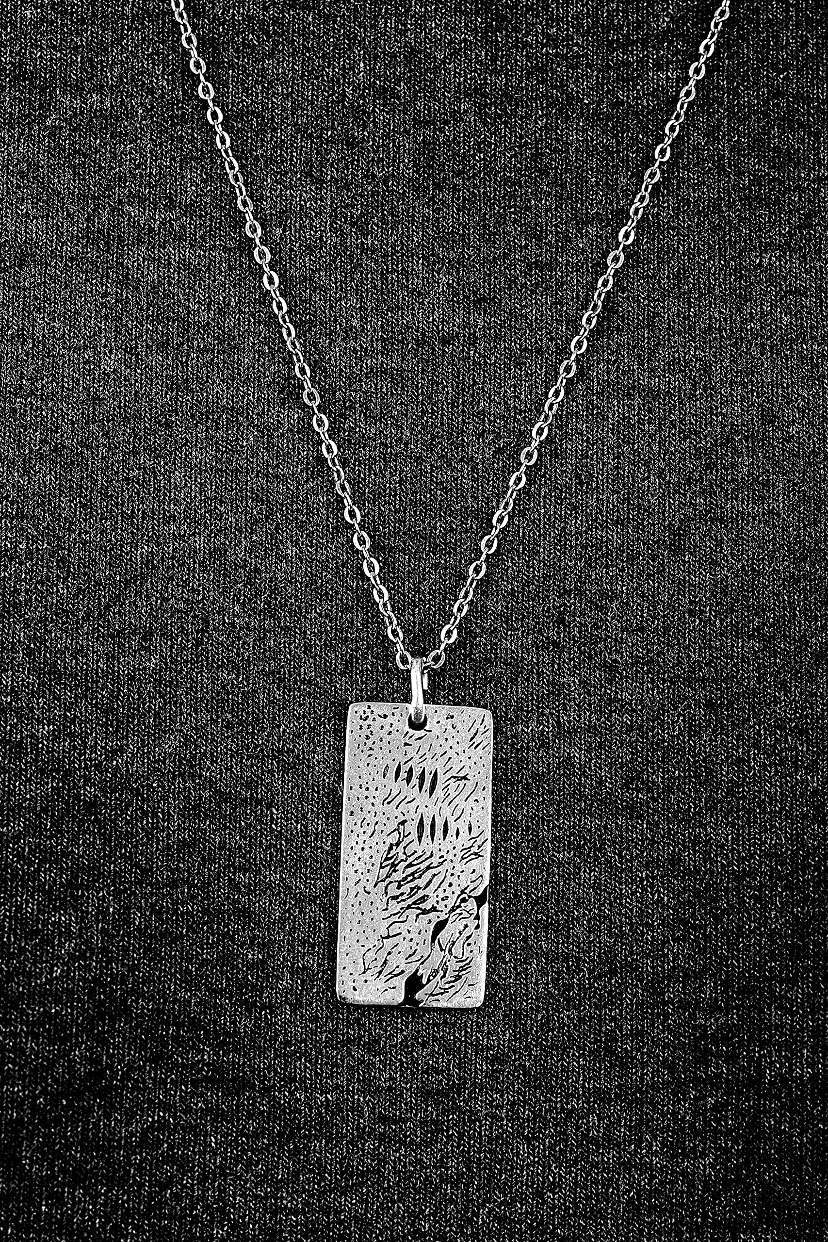 Men's Silver Plated Rustic Curb Chain Box Chain Necklace